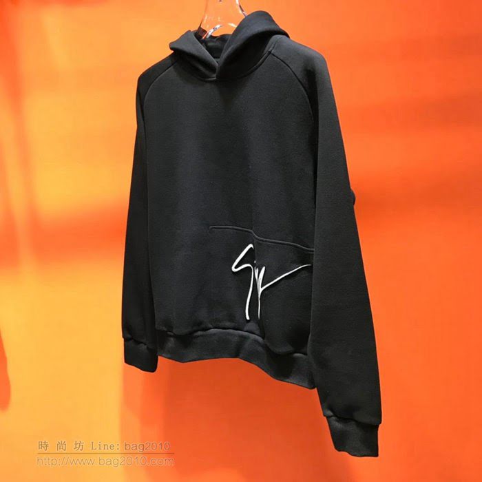 GIUSEPPE ZANOTTI男裝 19/20FW新款 高品質 黑色連帽衛衣  tzy2369